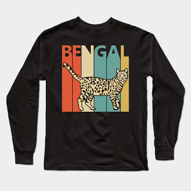 Vintage Bengal Cat Owner Gift Long Sleeve T-Shirt by GWENT